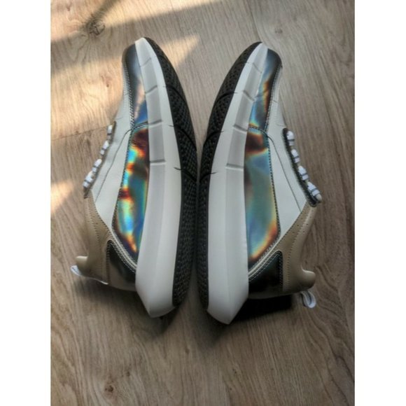 Robert Clergerie White Sea Fashion Boost Sole Comfort Metallic Trim Sneakers Reg - Picture 8 of 12